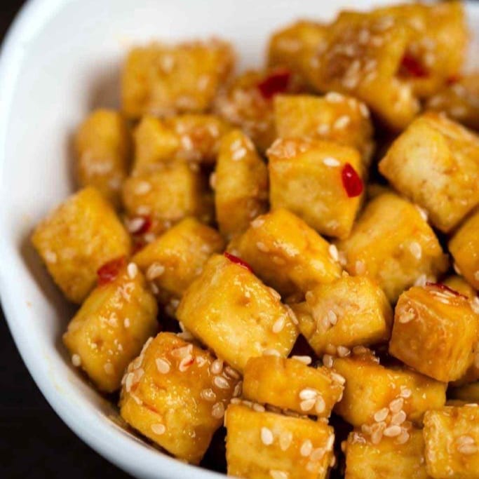 Crispy seasame tofu.